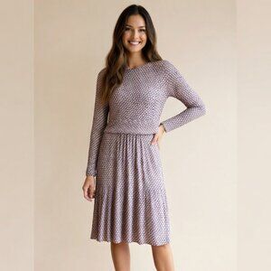 Boden Long-Sleeve Pink/Navy Floral Dress